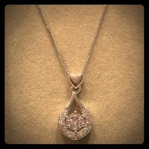 🚨SALE🚨NEW•women’s CZ heart/drop necklace 925 SS